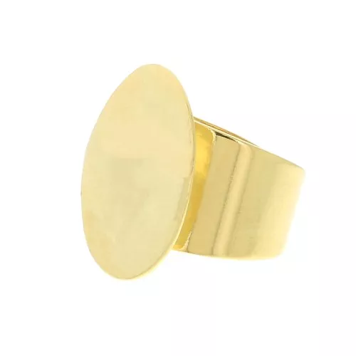 25mm Adjustable ring with hammered plate - Fine Gold Plated x1