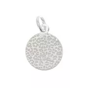 10 mm 925 Sterling Silver Round leopard pattern charm with open ring x1