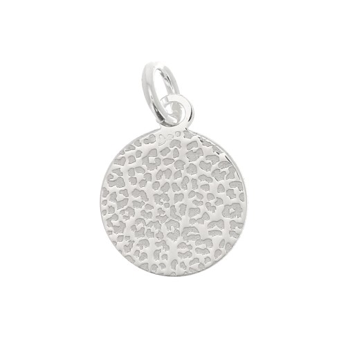 10 mm 925 Sterling Silver Round leopard pattern charm with open ring x1