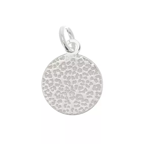 10 mm 925 Sterling Silver Round leopard pattern charm with open ring x1