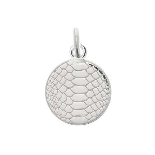 10 mm 925 Sterling Silver Round snake pattern charm with open ring x1