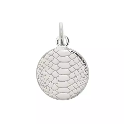 10 mm 925 Sterling Silver Round snake pattern charm with open ring x1