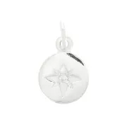 8mm 925 Sterling Silver North Star Charm with  zirconium oxide - Closed ring x1