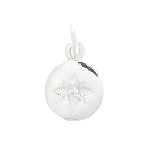 8mm 925 Sterling Silver North Star Charm with zirconium oxide - Closed ring x1
