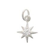 11x9mm 925 Sterling Silver North Star Charm with  zirconium oxide - Closed ring x1|raw }}