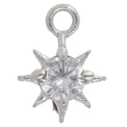 North Star Charm with CZ, 10.6x8 mm - Closed Ring - 925 Sterling Silver x1