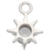 North Star Charm with CZ, 10.6x8 mm - Closed Ring - 925 Sterling Silver x1