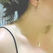 17x10.5mm 925 Sterling Silver Moon pendant north star pattern and  zirconium oxide - Cryst