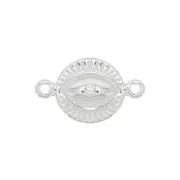14x8mm 925 Sterling Silver Round connector with eye pattern and  zirconium oxide - Crystal x