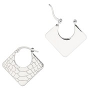 24x25mm 925 Sterling Silver rhombus hoop earrings with snake pattern x2|raw }}