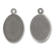 Pendant cabochon setting oval-shaped 25x18mm Old silver tone x1|raw }}