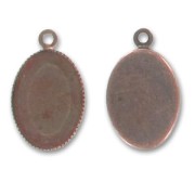 Pendant cabochon setting oval-shaped 14x10mm Old copper tone x1|raw }}