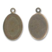 Pendant cabochon setting oval-shaped 14x10mm Bronze tone x1|raw }}