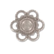 Mini-stamped beads flowers 12mm Old silver tone x8