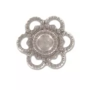 Mini-stamped beads flowers 12mm Old silver tone x8