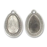 Oval charm 16x11mm Old silver tone x1|raw }}