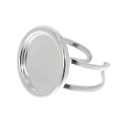 925 Sterling Silver Adjustable ring for 15 mm cabochon x1