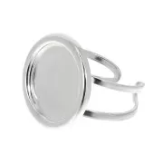 925 Sterling Silver Adjustable ring for 15 mm cabochon x1
