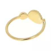 925 Sterling Silver Ring with 3 and 4mm settings - Size 48 - Fine Gold Plated x1