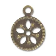 Filigreed charms 10mm Bronze tone x5