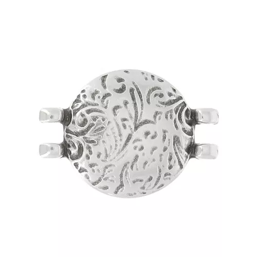 16x11mm Pithari II Cymbal Connector for Seed Beads 11/0 - Ant Silver Tone x1