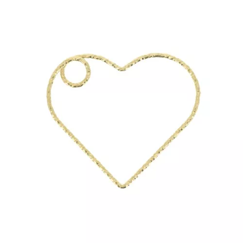 26x29mm 925 Sterling Silver Heart diamond effect pendant - Fine Gold Plated x1