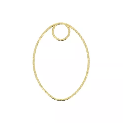 29x21.5mm 925 Sterling Silver Oval diamond effect pendant - Fine Gold Plated x1