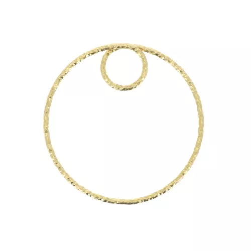 25mm 925 Sterling Silver Diamond effect circle Pendant - Fine Gold Plated x1