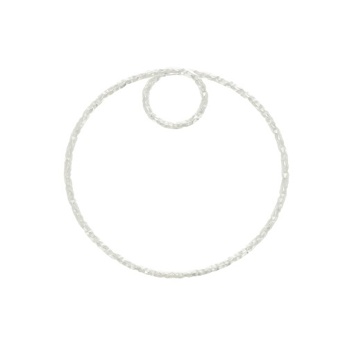 25mm 925 Sterling Silver Diamond effect circle Pendant x1