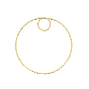 30mm 925 Sterling Silver Diamond effect circle Pendant - Fine Gold Plated x1|raw }}