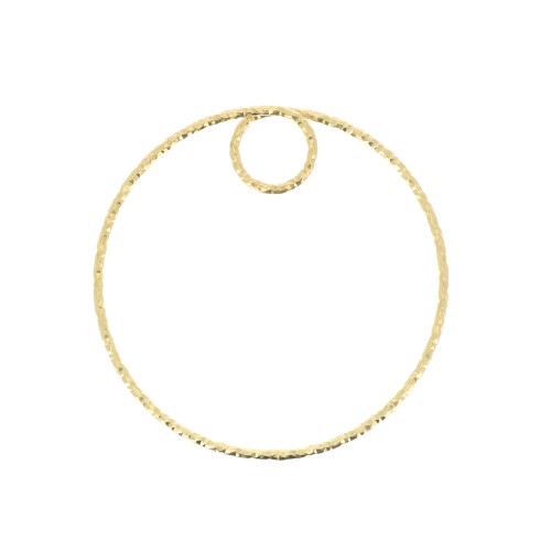 30mm 925 Sterling Silver Diamond effect circle Pendant - Fine Gold Plated x1