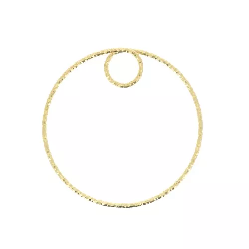 30mm 925 Sterling Silver Diamond effect circle Pendant - Fine Gold Plated x1
