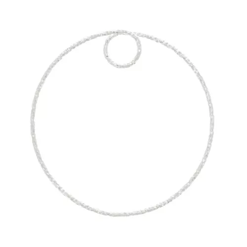 35mm 925 Sterling Silver Diamond effect circle Pendant x1
