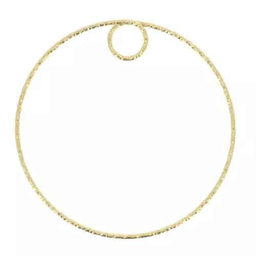 40mm 925 Sterling Silver Diamond effect circle Pendant - Fine Gold Plated x1