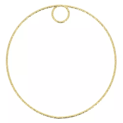 45mm 925 Sterling Silver Diamond effect circle Pendant - Fine Gold Plated x1