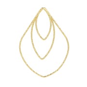 37x27mm 925 Sterling Silver Diamond effect drop Pendant - Fine Gold Plated x1