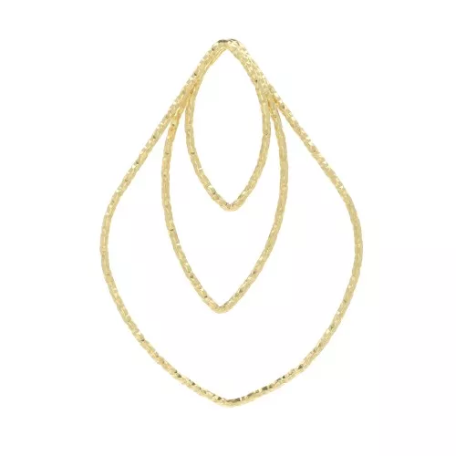 37x27mm 925 Sterling Silver Diamond effect drop Pendant - Fine Gold Plated x1