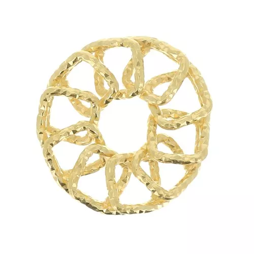 15mm 925 Sterling Silver Diamond effect Sun Connector - Pendant - Gold Plated x1