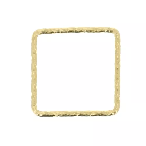 13mm 925 Sterling Silver Diamond effect square connector - Fine Gold Plated x1