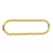 16x5mm 925 Sterling Silver Diamond effect rounded rectangle connector - Gold x1