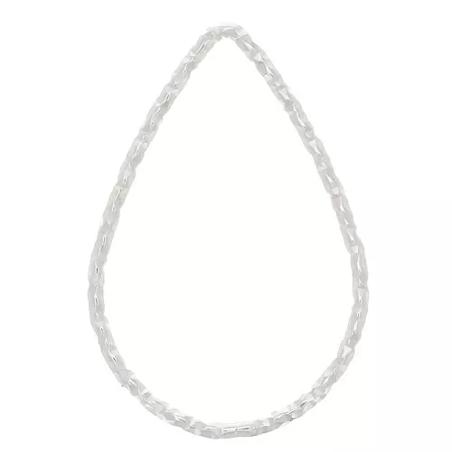 21x14mm 925 Sterling Silver Diamond effect Drop Mounting ring for beadweaving x1
