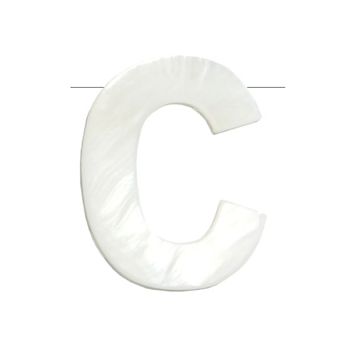 10x8mm Mother-of-pearl alphabet letter bead - C - Natural x1