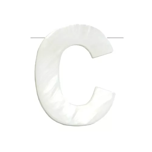 10x8mm Mother-of-pearl alphabet letter bead - C - Natural x1