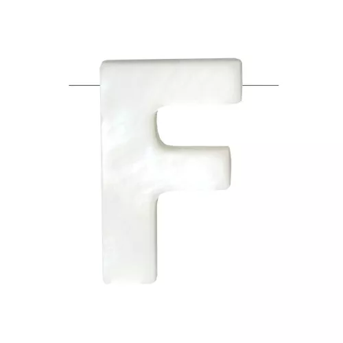 10x6.5mm Mother-of-pearl alphabet letter bead - F - Natural x1