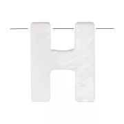 10x8mm Mother-of-pearl alphabet letter bead - H - Natural x1