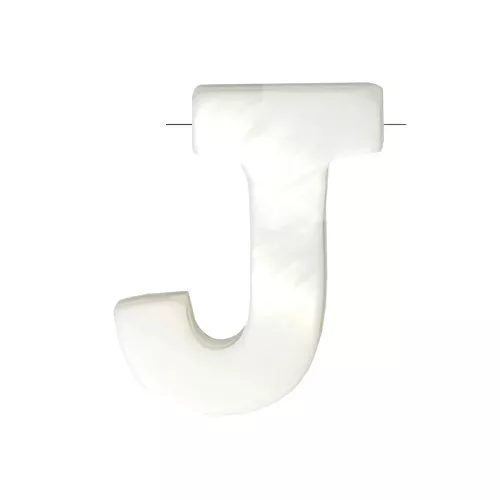 9x8mm Mother-of-pearl alphabet letter bead - J - Natural x1
