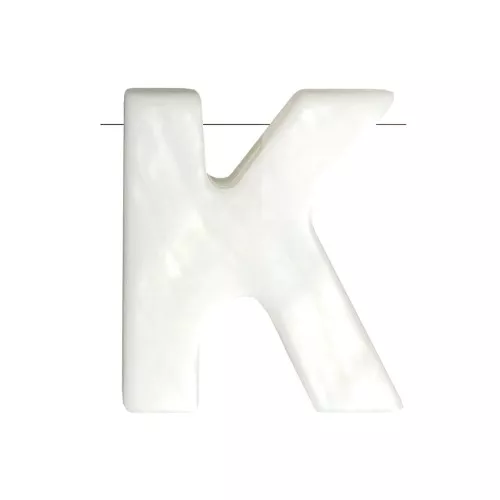 10x8.5mm Mother-of-pearl alphabet letter bead - K - Natural x1