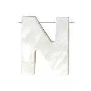 9.5x8mm Mother-of-pearl alphabet letter bead - N - Natural x1