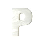 9x8mm Mother-of-pearl alphabet letter bead - P - Natural x1|raw }}