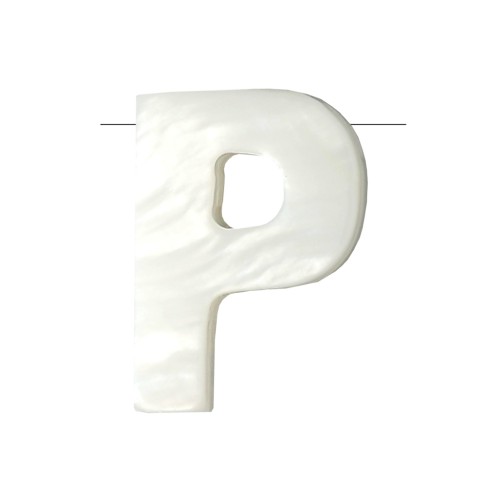 9x8mm Mother-of-pearl alphabet letter bead - P - Natural x1